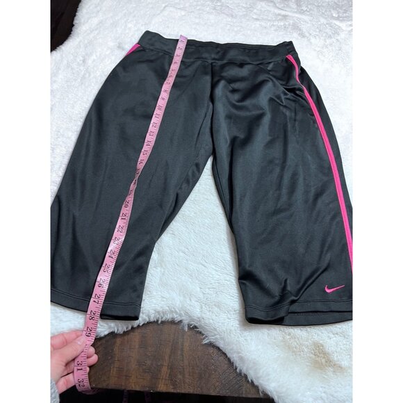 Nike dri fit black with hot pink stripe capri pants women size XL - Picture 2 of 5